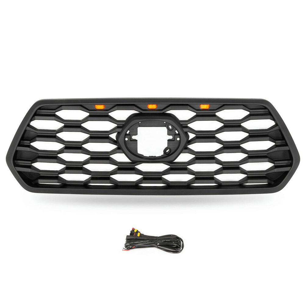 Front Grille for 2016 2017 2018 2019 Toyota Tacoma TRD Pro Matte Black Grill w/LED Lights