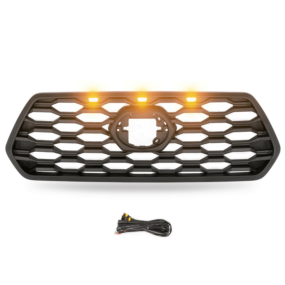 Front Grille for 2016 2017 2018 2019 Toyota Tacoma TRD Pro Matte Black Grill w/LED Lights